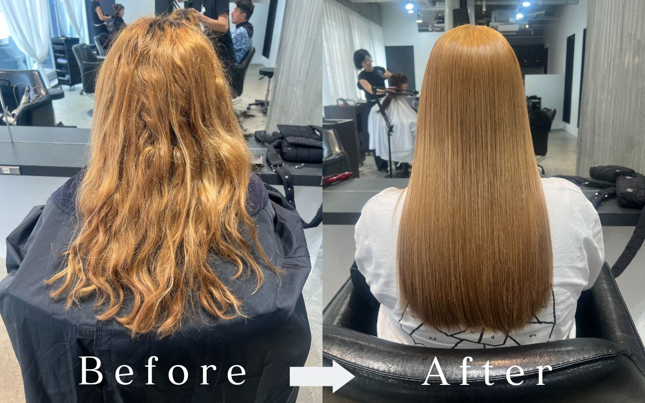 BONDZSALONで行った髪質改善ストレートのビフォーアフター