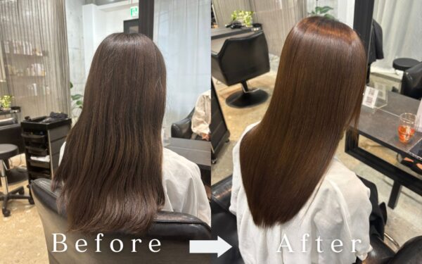 BONDZSALONで行った自然な仕上がりの縮毛矯正ビフォーアフター