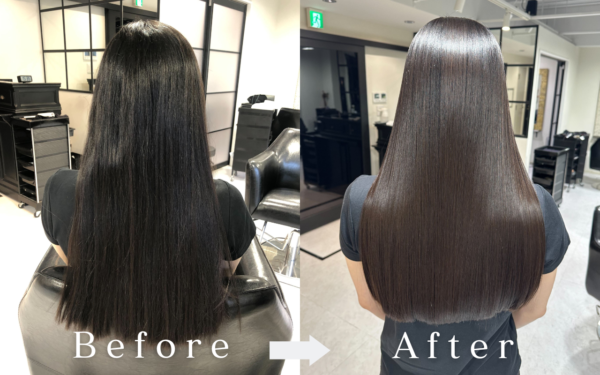 BONDZSALONで行った自然な仕上がりの縮毛矯正ビフォーアフター