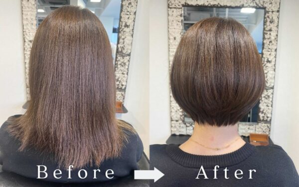 BONDZSALONで行った自然な仕上がりの髪質改善ビフォーアフター