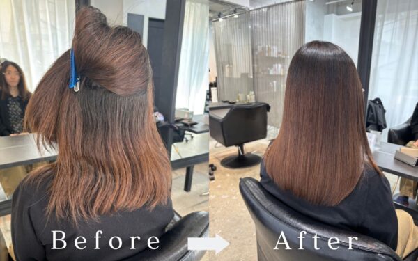 BONDZSALONで行った自然な仕上がりの縮毛矯正ビフォーアフター
