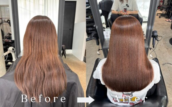 BONDZSALONで行った自然な仕上がりの縮毛矯正ビフォーアフター