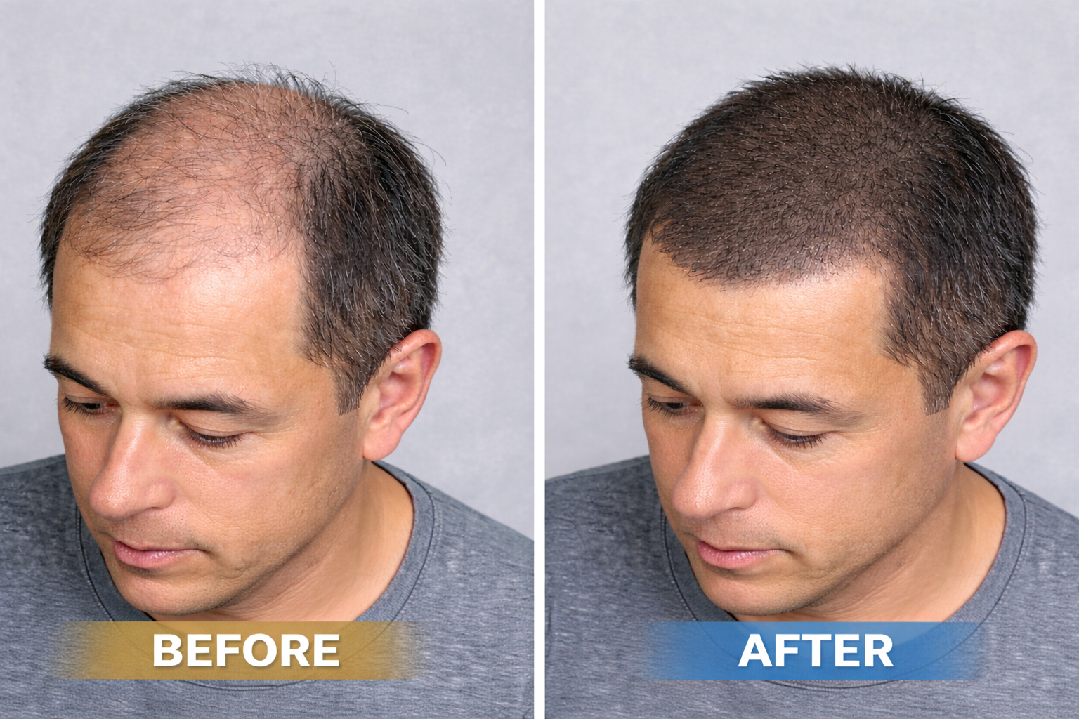 男性のスカルプインク ビフォーアフター 全体薄毛